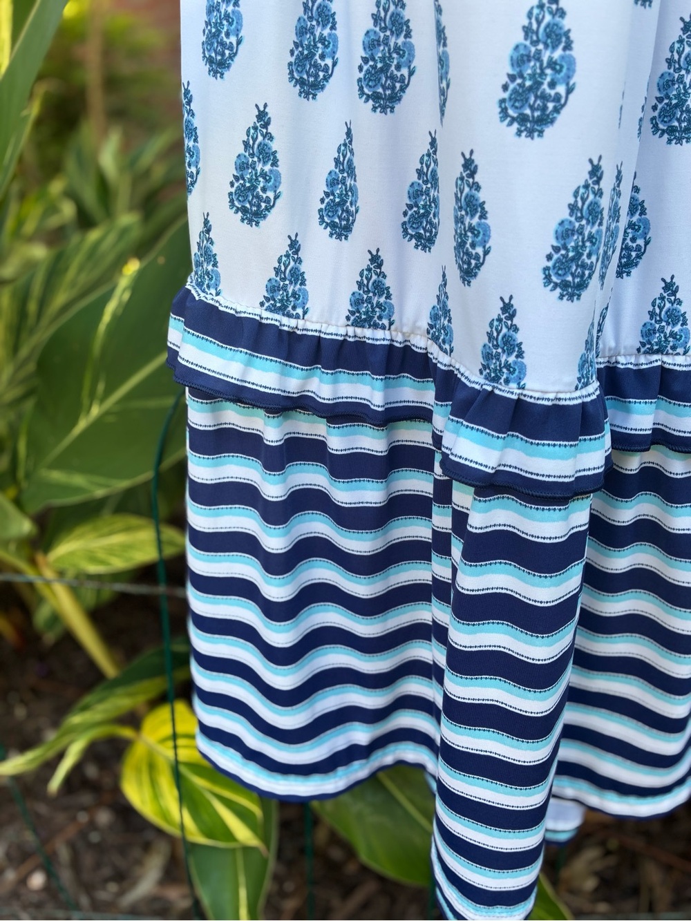 CABANA LIFE Delray Blue White Floral Halter Tie Waist Maxi Dress Size M - Picture 12 of 14